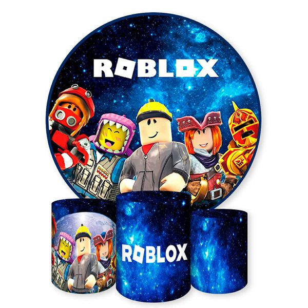 Capa Painel + Trio Capas Cilindros Sublimados Tema Roblox 908