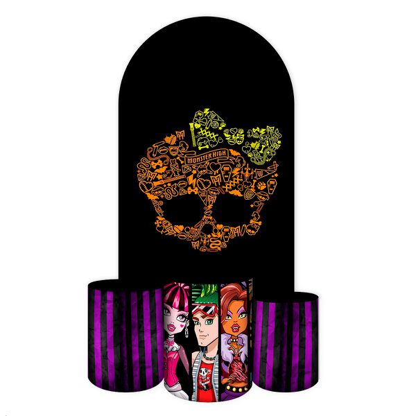 Capa Painel Romano Veste fácil + 3 Capas Cilindros Tema Monster High 2640