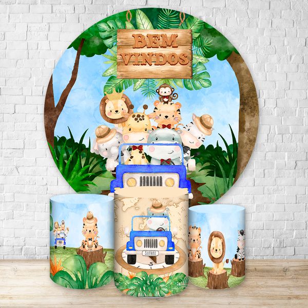 Capa Painel + Trio Capas Cilindros Tema Safari 2507