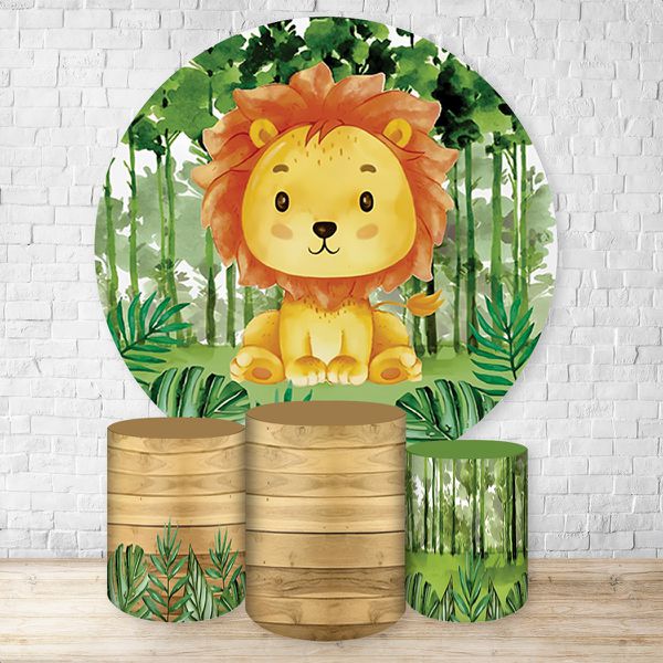Capa Painel + Trio Capas Cilindros Sublimados Tema Safari / Infantil / Leão / Selva / Floresta / Baby / Menino 571