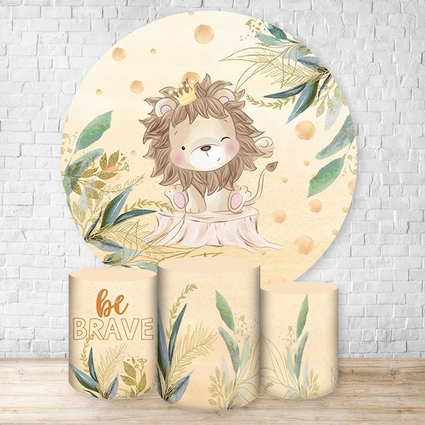 Capa Painel + Trio Capas Cilindros Sublimados Tema Safari / Infantil / Menino / Leão / Baby / Dourado 573 