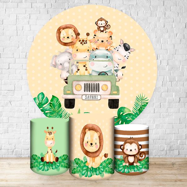 Capa Painel + Trio Capas Cilindros Sublimados Tema Safari 6042