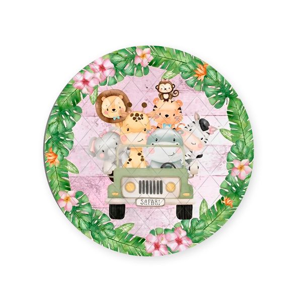 Capa Painel Redondo Sublimados Tema Safari 1067