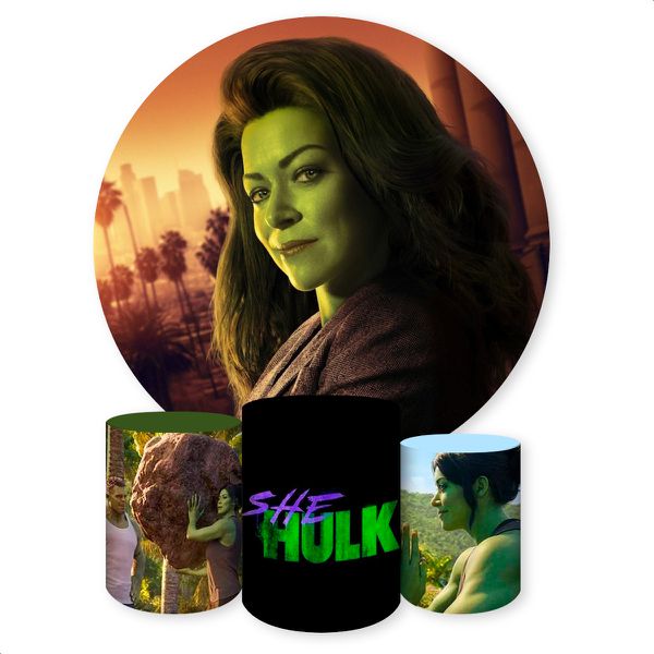 Capa Painel + Trio Capas Cilindros Sublimados Tema She Hulk 1295