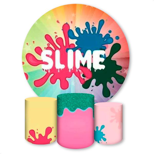 Capa Painel + Trio Capas Cilindros Sublimados Tema Slime 732