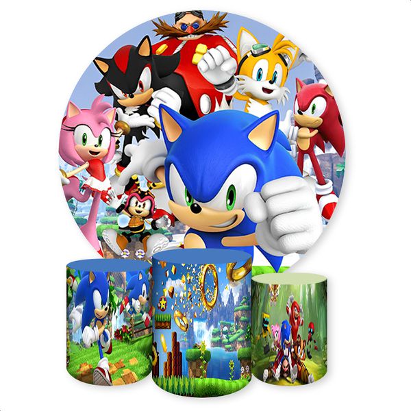 Capa Painel + Trio Capas Cilindros Sublimados Tema Sonic 733