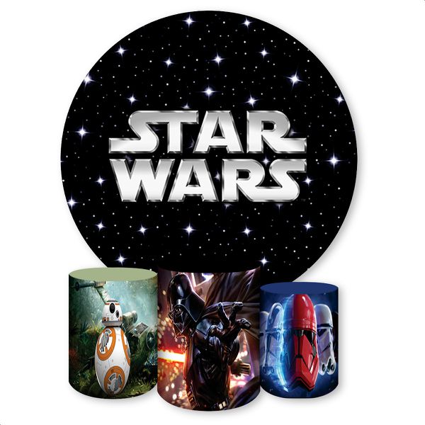 Capa Painel + Trio Capas Cilindros Sublimados Tema Star Wars 738