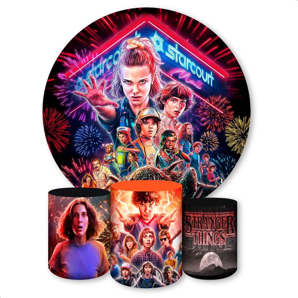 Capa Painel + Trio Capas Cilindros Sublimados Tema Stranger Things 790