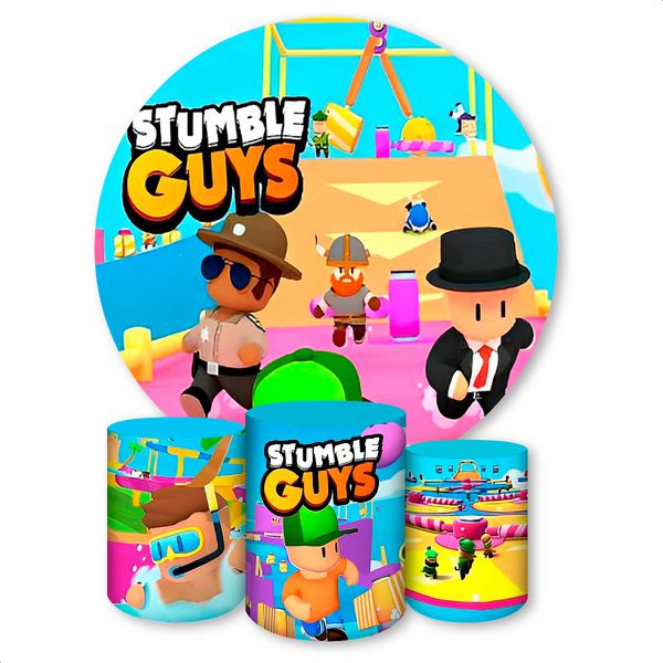 Capa Painel + Trio Capas Cilindros Sublimados Tema Stumble Guys 1267