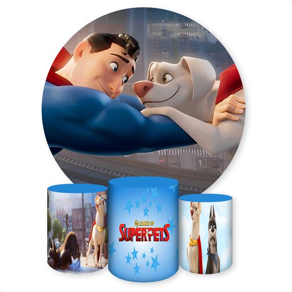 Capa Painel + Trio Capas Cilindros Sublimados Tema Super Pets 1281