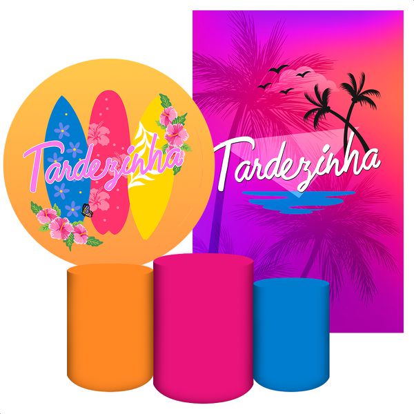 Kit 5 Peças Capa Redonda + Capa Retangular + Trio Capas Cilindros Sublimados Tema Tardezinha 446