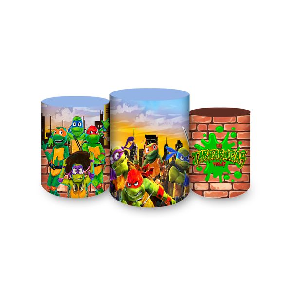 Trio Capas Cilindros Sublimados Tema Tartarugas Ninja 2089