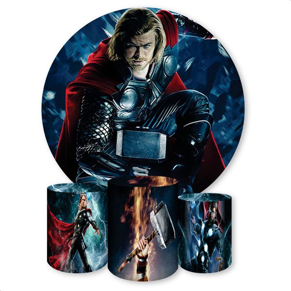Capa Painel + Trio Capas Cilindros Sublimados Tema Thor 962