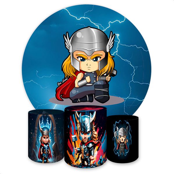 Capa Painel + Trio Capas Cilindros Sublimados Tema Thor 4011