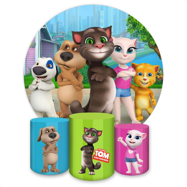 Capa Painel + Trio Capas Cilindros Sublimados Tema Meu Talking Tom 4517