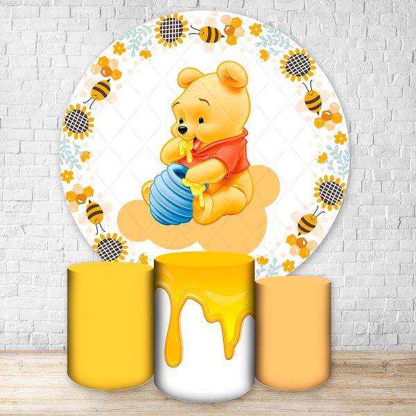Capa Painel + Trio Capas Cilindros Tema Ursinho Pooh 132