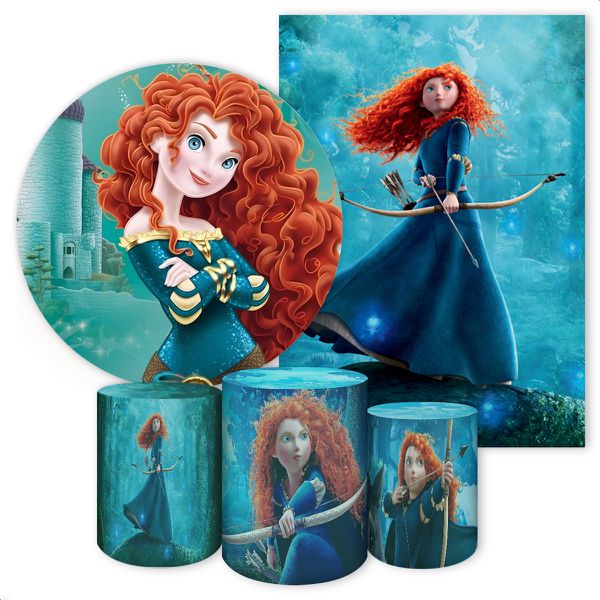 Kit 5 Peças Capa Redonda + Capa Retangular + Trio Capas Cilindros Sublimados Tema Valente 4030