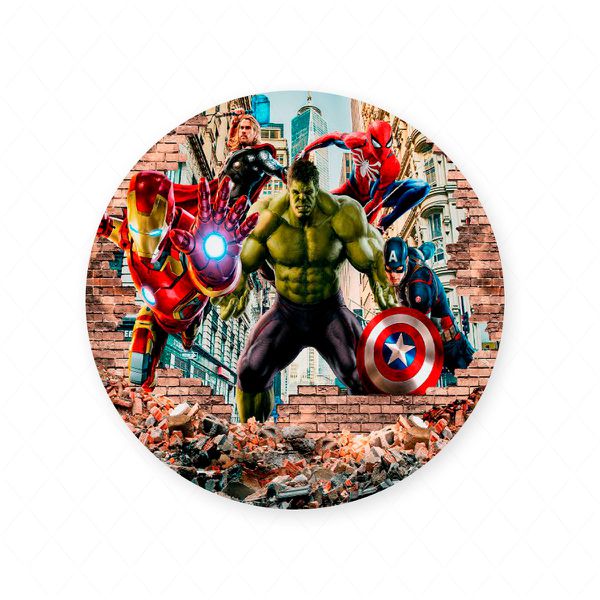 Capa Painel Redondo Sublimados Tema Vingadores 454