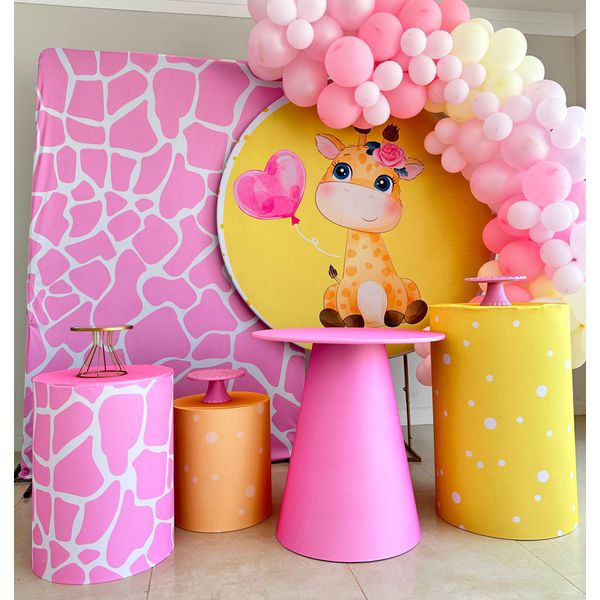 Kit Capa Painel Redondo + 2unid Capa Retangular + Trio Capas Cilindros Tema Safari 2129