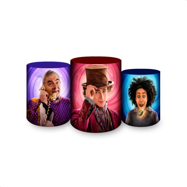 Trio Capas Cilindros Sublimados Tema Willy Wonka 2115