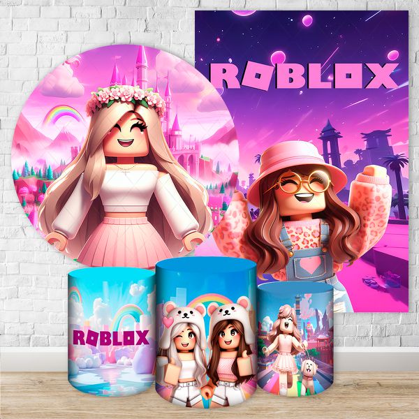 Kit 5 Peças Capa Redonda + Capa Retangular + Trio Capas Cilindros Sublimados Tema Roblox 2715