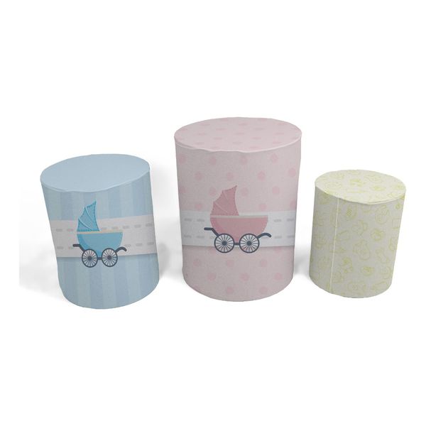 Trio Capas de Cilindros - Chá Revelação Infantil