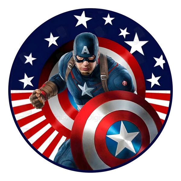 Painel Redondo 50x50 - Capitão América