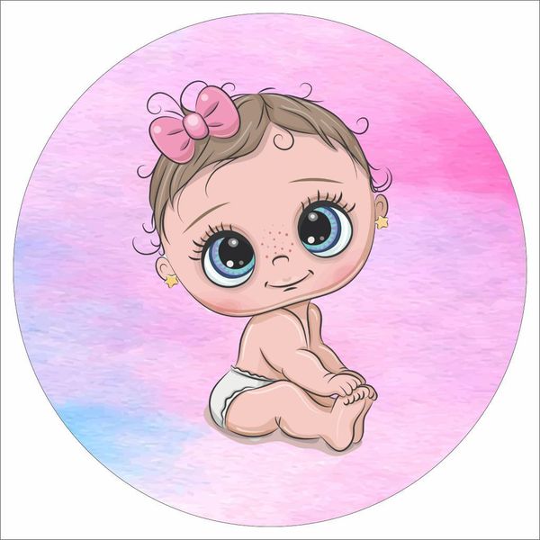 Painel Redondo 50x50 - Chá de Bebê Menina