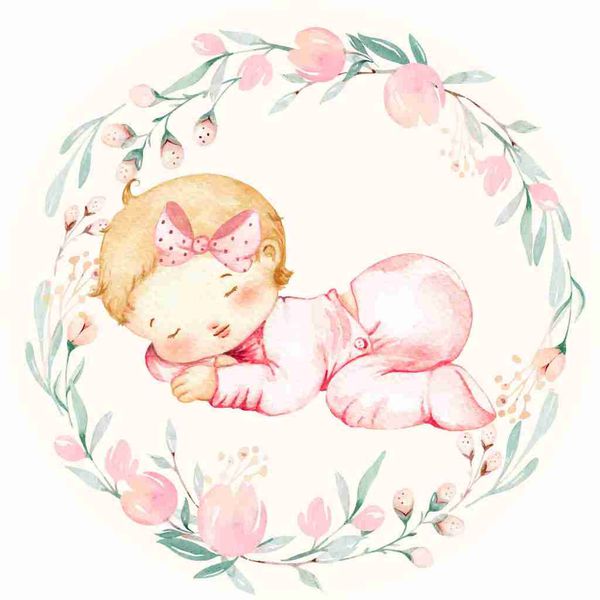 Painel Redondo 50x50 - Chá de Bebê Menina