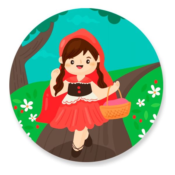 Painel Redondo 50x50 - Chapeuzinho Vermelho