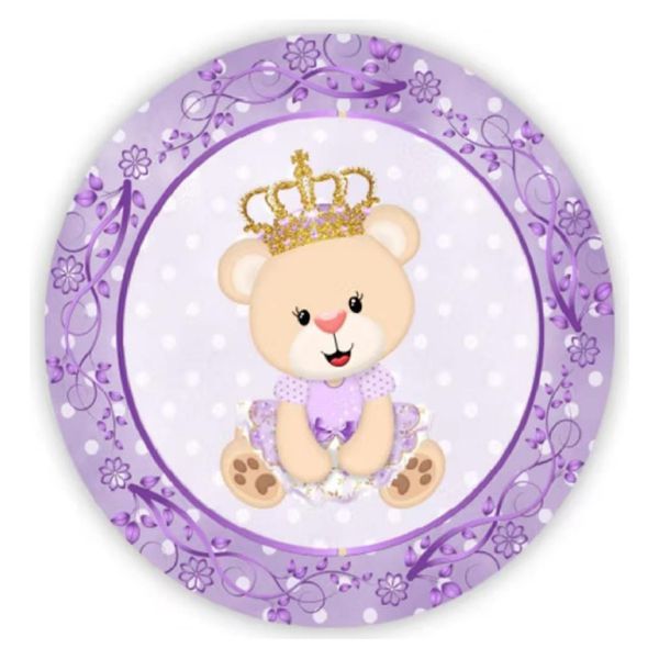 Painel Redondo 50x50 - Ursinho Realeza