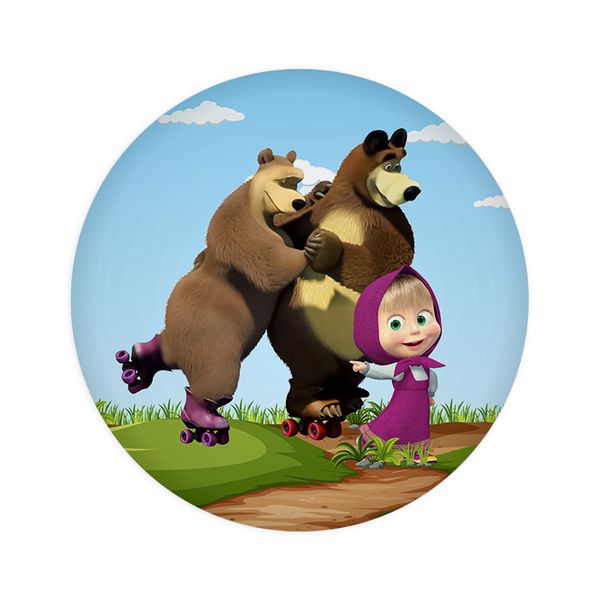Painel De Festa Redondo Masha e o Urso