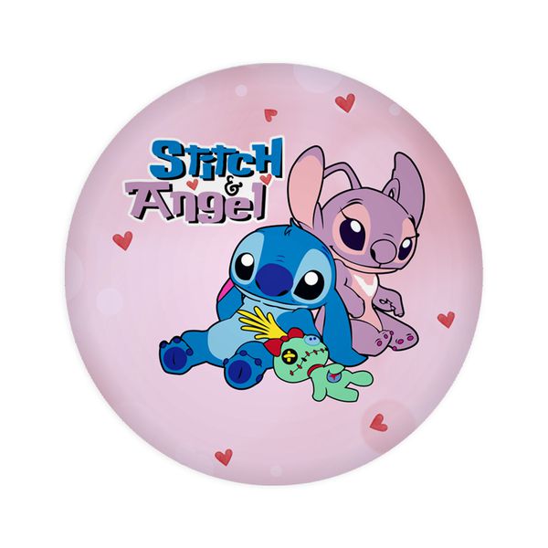 Painel De Festa Redondo Stitch Alien Azul E Rosa