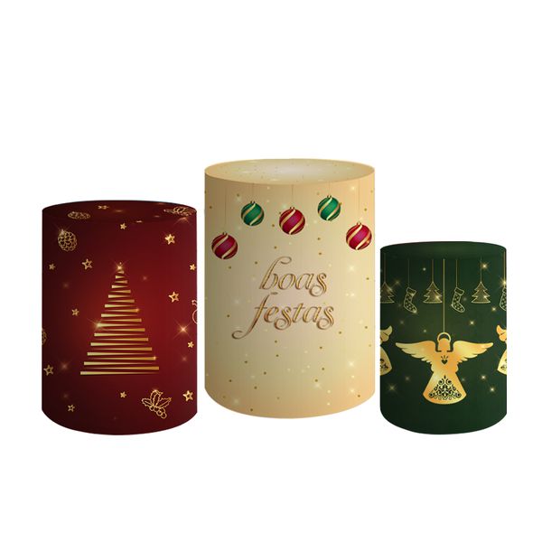 Trio De Cilindros Para Festa Feliz Natal 4