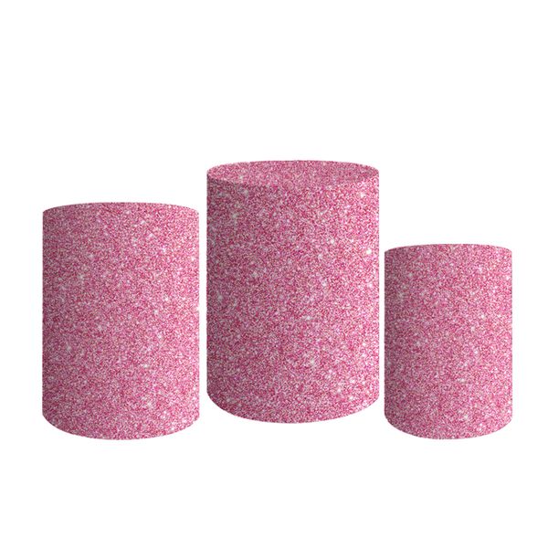 Trio De Cilindros Para Festa Glitter Rosa Brilho 2