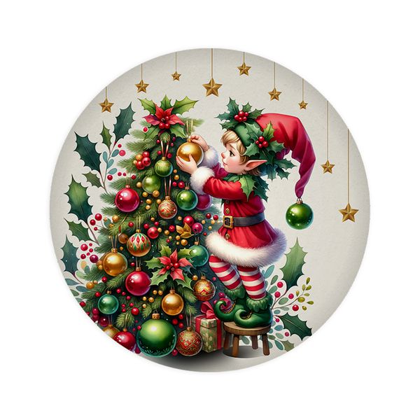 Painel De Festa Redondo Feliz Natal Mágico Duende