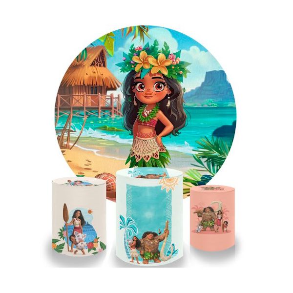 Kit Capa Painel Sublimado + 3 Capas De Cilindro - Moana 2
