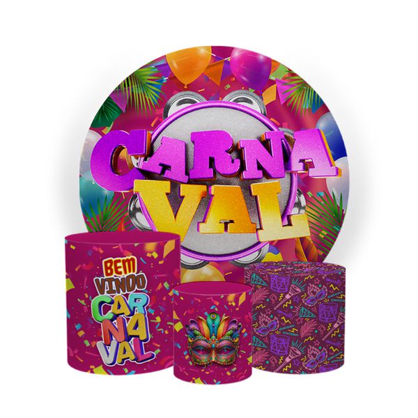 Kit Capa Painel Sublimado + 3 Capas De Cilindro - Carnaval