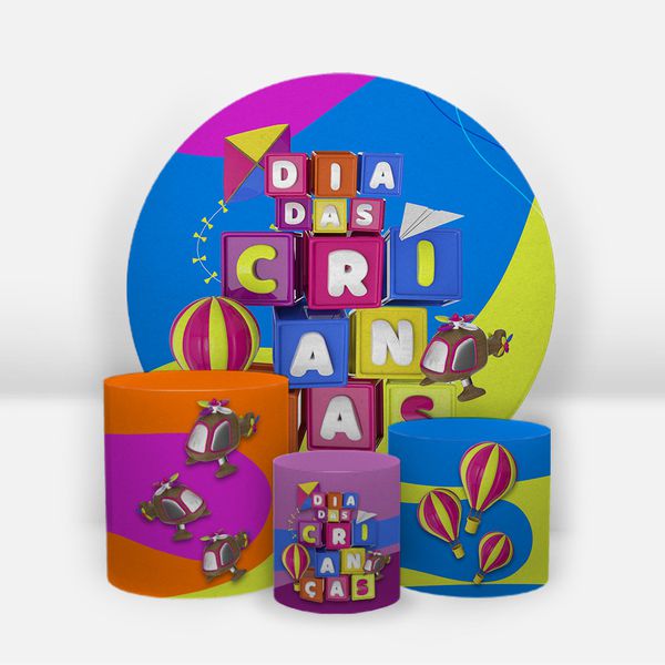 Kit Capa Painel Sublimado + 3 Capas De Cilindro - Dia das Crianças