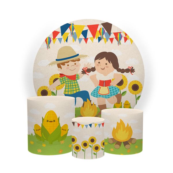 Kit Capa Painel Sublimado + 3 Capas De Cilindro - Festa Junina