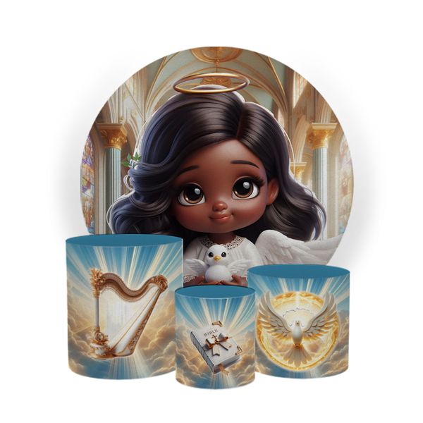 Kit Capa Painel Sublimado + 3 Capas De Cilindro - Batizado 6
