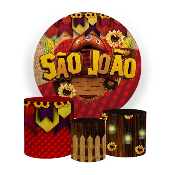 Kit Capa Painel Sublimado + 3 Capas De Cilindro - Festa Junina
