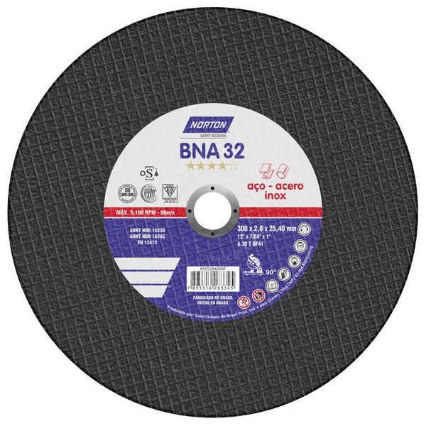 Disco De Corte Aço Inox Bna-32 De 12