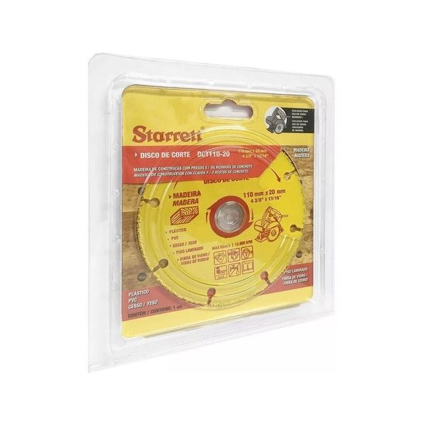 Disco De Corte Para Madeira 110 x 20mm Dct110-20 Da Starrett