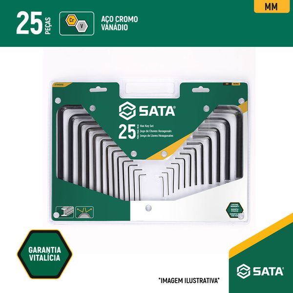 Jogo Chave Hexagonal 25 peças SATA - ST09120SJ