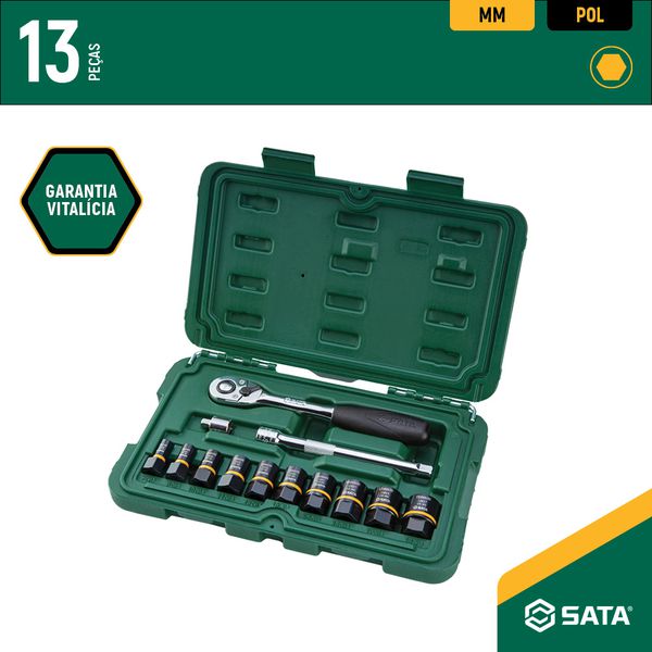 Jogo de Soquetes de Extração Bolt Biter 13 peças da SATA - ST09137