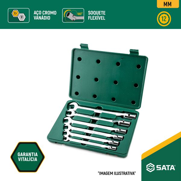 Jogo Chave Combinada Com Soquete Flexível 6 peças Da SATA - ST09037SJ
