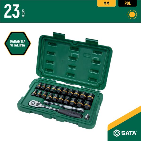 Jogo de Soquetes de Extração Bolt Biter 23 peças da SATA-ST09138