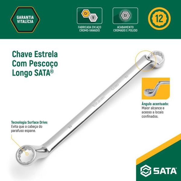 Jogo de Chave Estrela Angulada 75° 12 Peças 6x7 A 30x32mm Da Sata