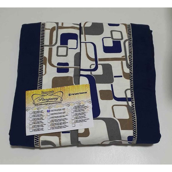Lençol Malha Casal Padrão Liso Azul Marinho com a faixa das fronhas estampadas e 2 fronhas